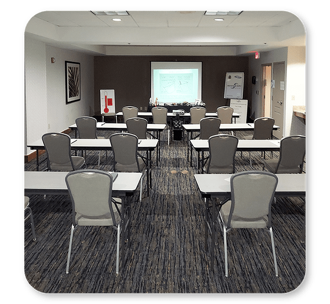 Classroom setting with projector